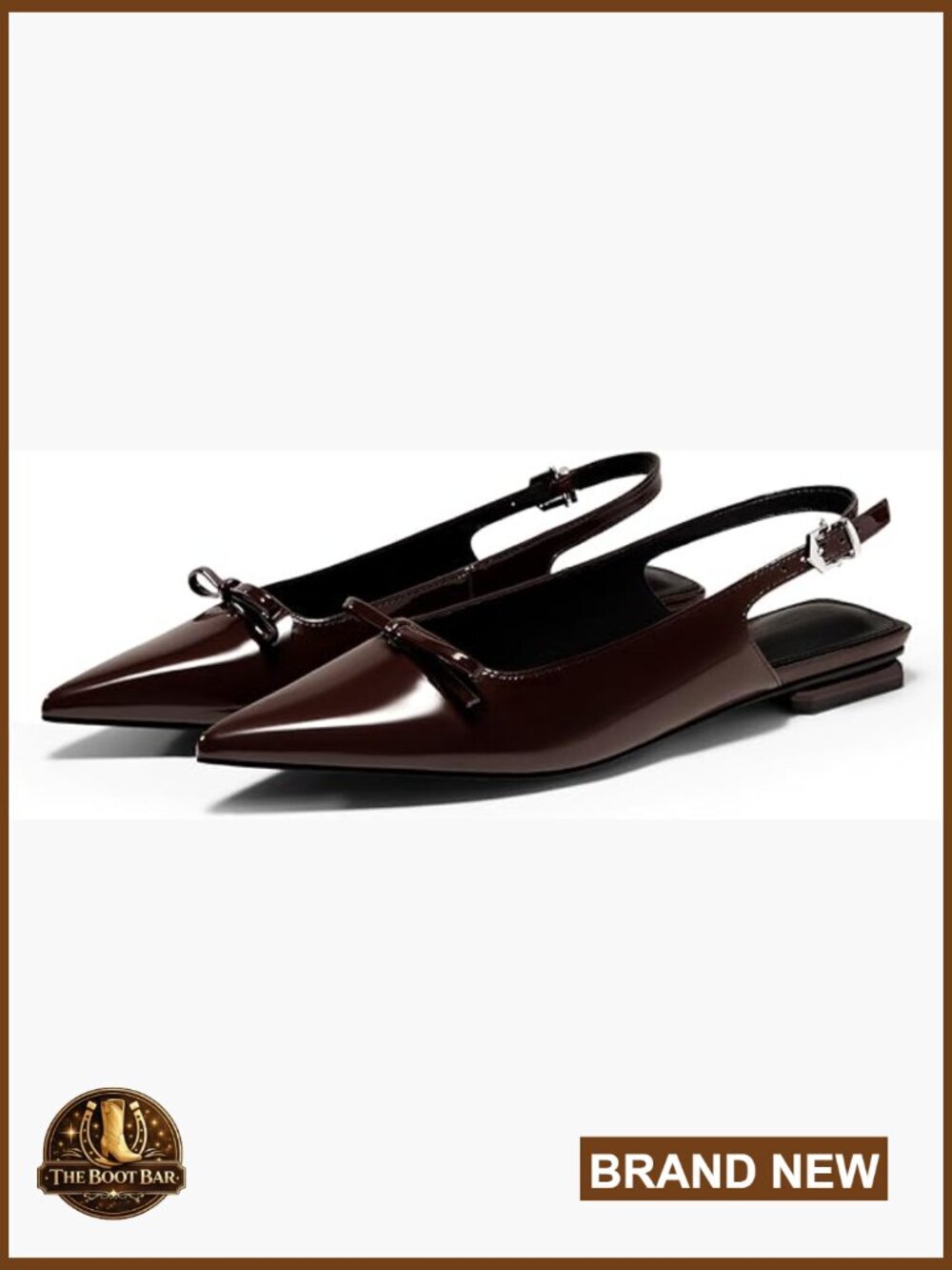 Slingback Bow Ballet Flats Pointed Toe Dress Shoes Comfortable Work